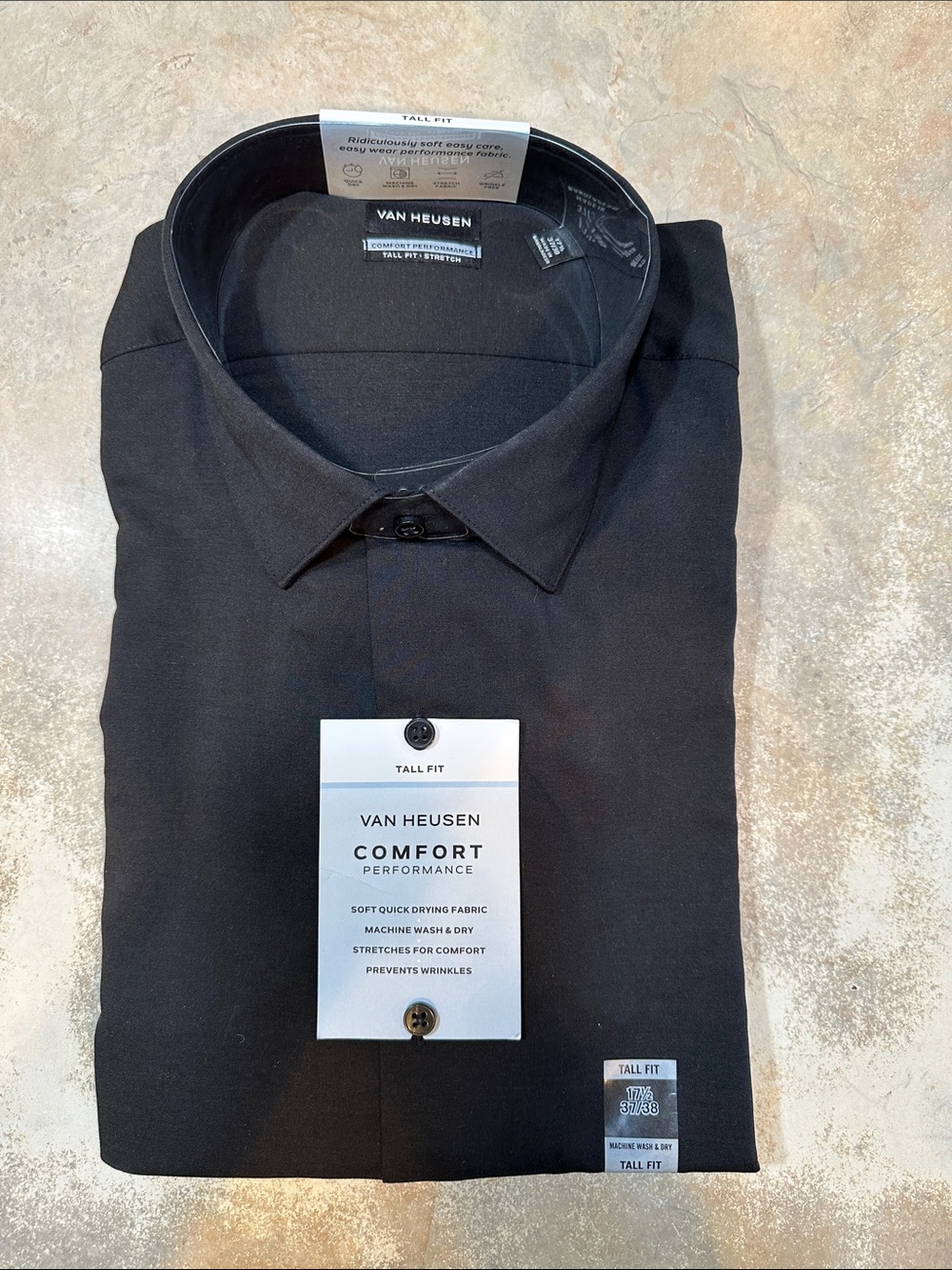 Van Heusen Black Performance Tall Fit Dress Shirt